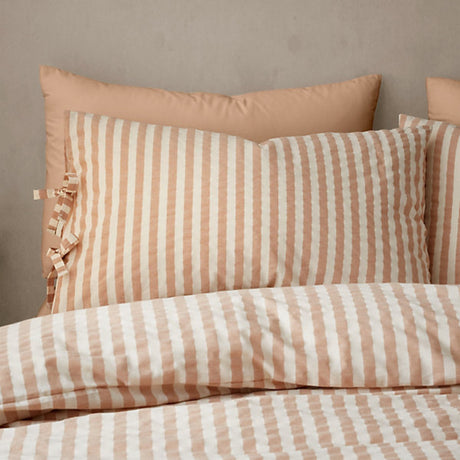 Bianca Pineapple Elephant Zanzibar Woven Stripe Single Duvet Cover Set with Pillowcase Clay - DUVET COVERS - Beattys of Loughrea