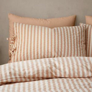 Bianca Pineapple Elephant Zanzibar Woven Stripe Super King Duvet Cover Set with Pillowcases Clay
