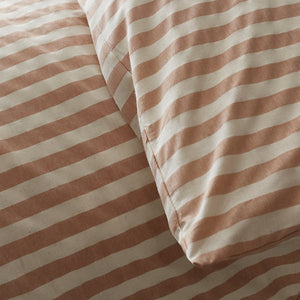 Bianca Pineapple Elephant Zanzibar Woven Stripe Super King Duvet Cover Set with Pillowcases Clay