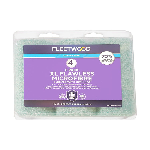 Fleetwood 4" XL Flawless MicroFibre 6 Pack Sleeves - ROLLERS/SLEEVES - Beattys of Loughrea