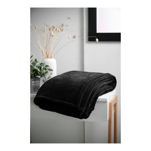 STOF Clayton Ribbed Throw, Black, 125x150cm - THROWS/BLANKETS - Beattys of Loughrea