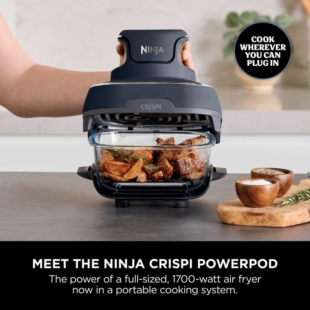 Ninja CRISPi 4 - in - 1 Portable Glass Air Fryer - Cyber Space FN101UKGY - AIR FRYER / DEEP FAT FRYERS - Beattys of Loughrea