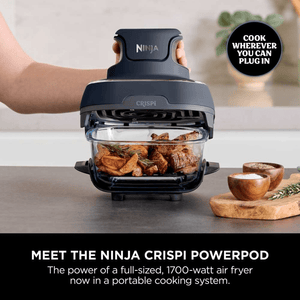 Ninja CRISPi 4 - in - 1 Portable Glass Air Fryer - Cyber Space FN101UKGY - AIR FRYER / DEEP FAT FRYERS - Beattys of Loughrea