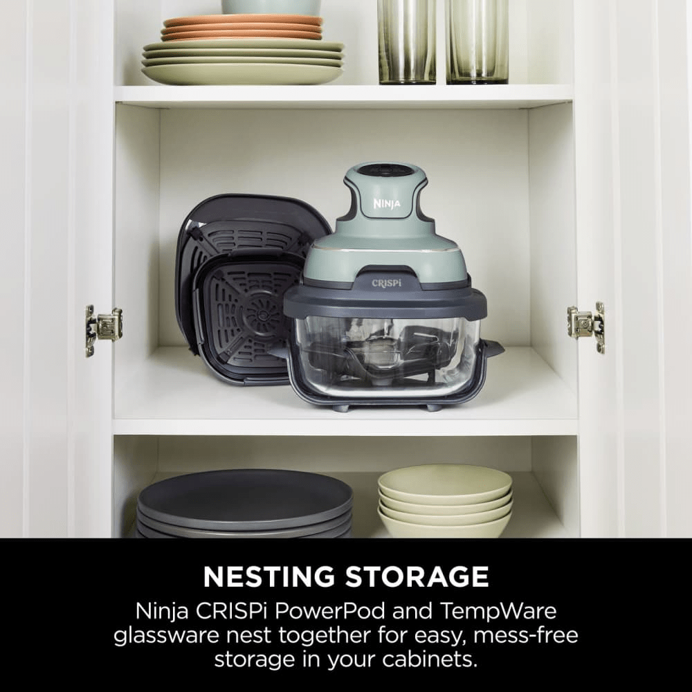 Ninja CRISPi 4 - in - 1 Portable Glass Air Fryer - Sage FN101UKSG - AIR FRYER / DEEP FAT FRYERS - Beattys of Loughrea