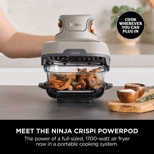 Ninja CRISPi 4 - in - 1 Portable Glass Air Fryer - Stone FN101UKST - AIR FRYER / DEEP FAT FRYERS - Beattys of Loughrea