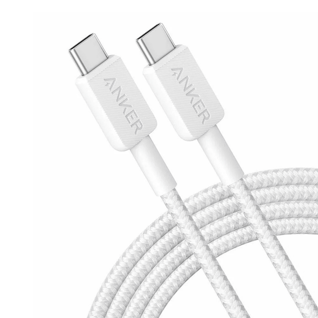 Anker 322 USB-C to USB-C Braided Cable 3ft - White - USB PC ACCESSORIES - Beattys of Loughrea