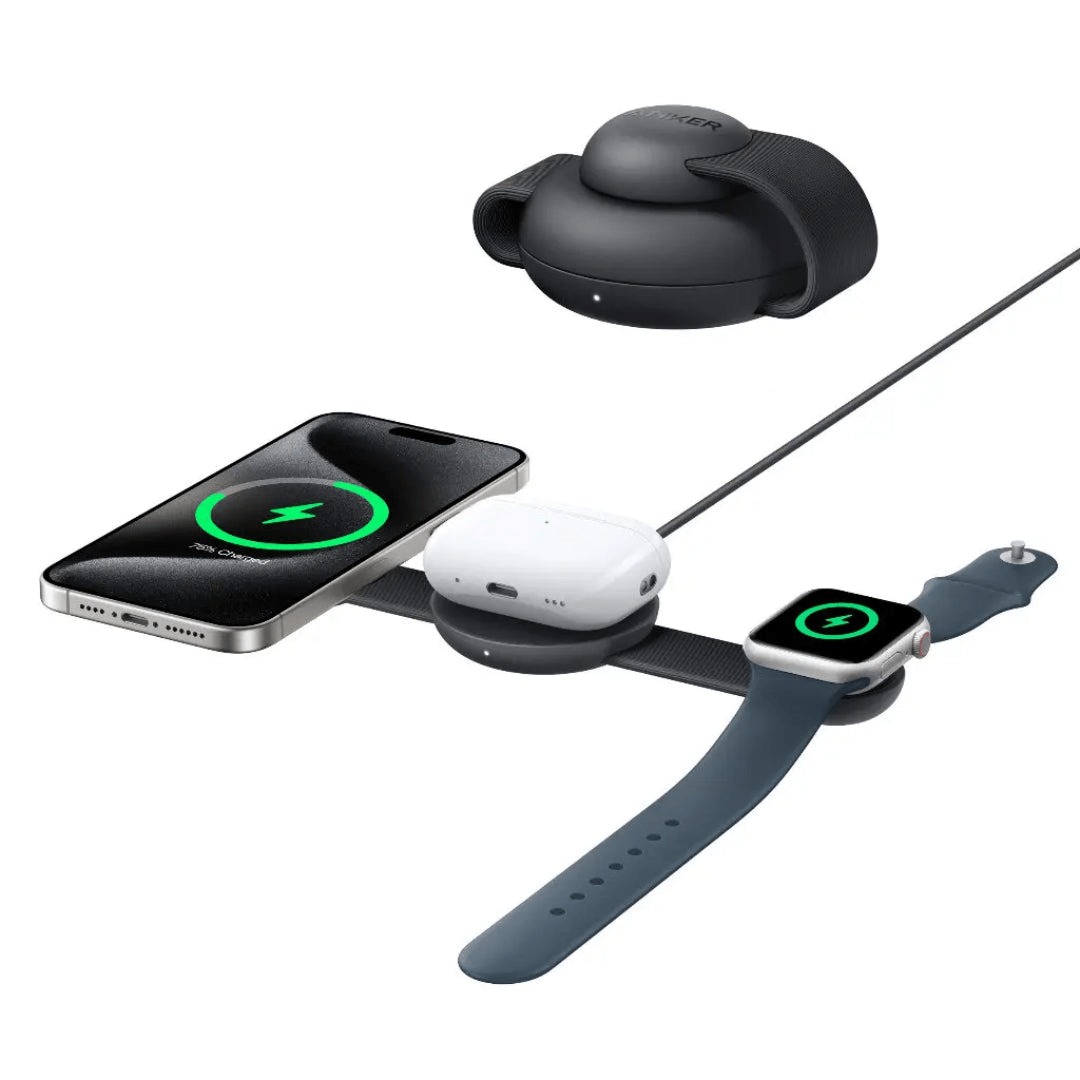 Anker MagGo 3 in 1 Wireless Charger Charging Pad Foldable - Black - USB PC ACCESSORIES - Beattys of Loughrea