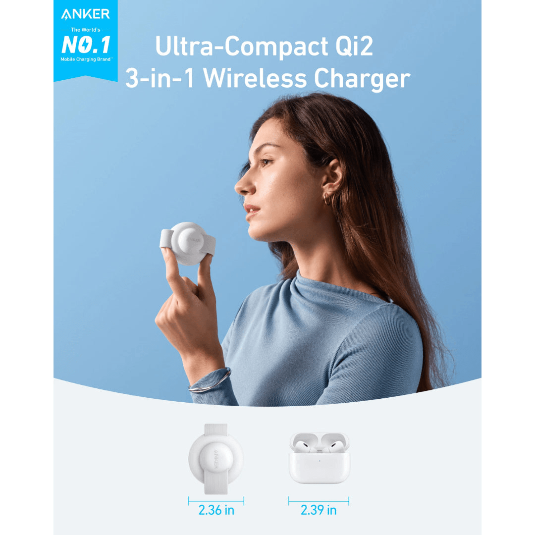 Anker MagGo 3 in 1 Wireless Charger Charging Pad Foldable - Black - USB PC ACCESSORIES - Beattys of Loughrea