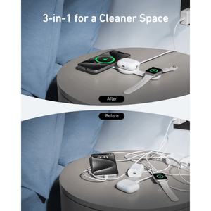 Anker MagGo 3 in 1 Wireless Charger Charging Pad Foldable - White - USB PC ACCESSORIES - Beattys of Loughrea