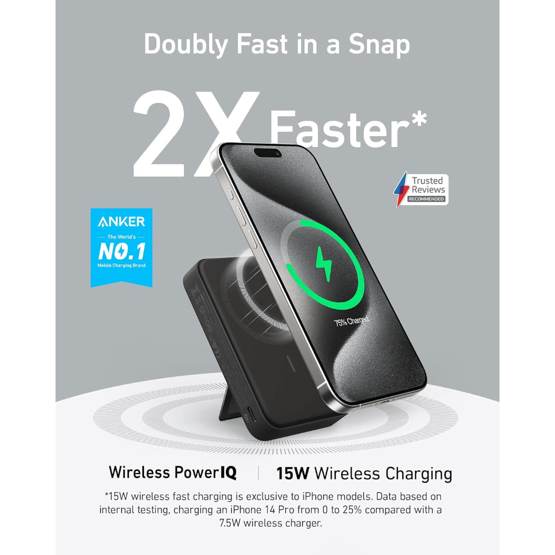 Anker MagGo 10,000mah Wireless Power Bank - Black - USB PC ACCESSORIES - Beattys of Loughrea