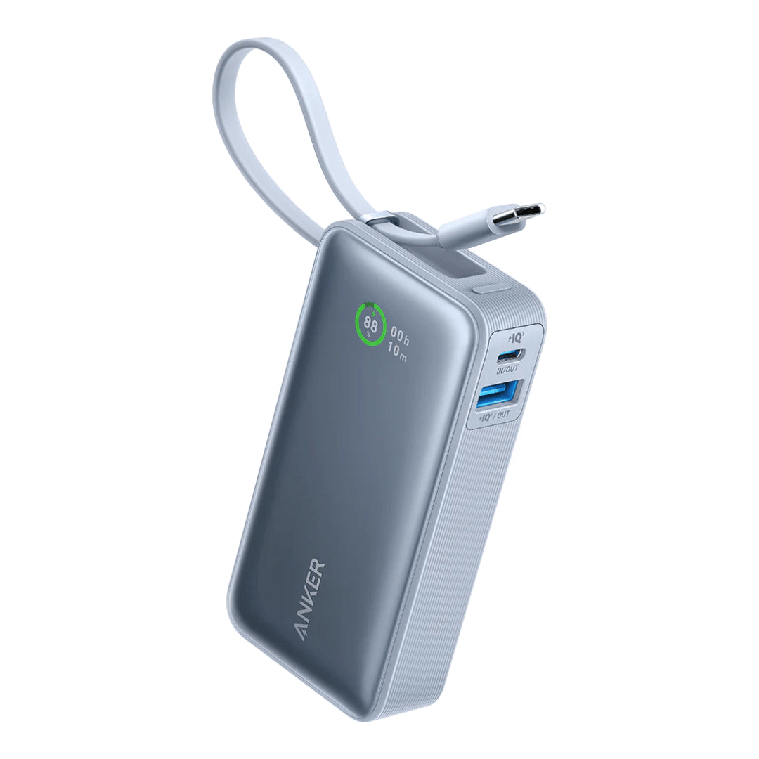 Anker Nano Power Bank 30W 10,000mah Built In USB C Cable - Blue - USB PC ACCESSORIES - Beattys of Loughrea