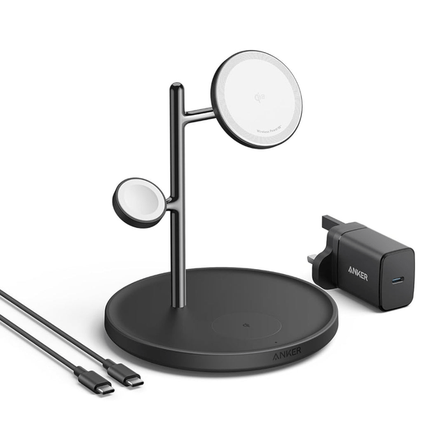Anker MagGo Wireless Charging Station 15W3 in 1 Stand, Cable and Charger Bundle - Black - BATTERY CHARGERS - Beattys of Loughrea