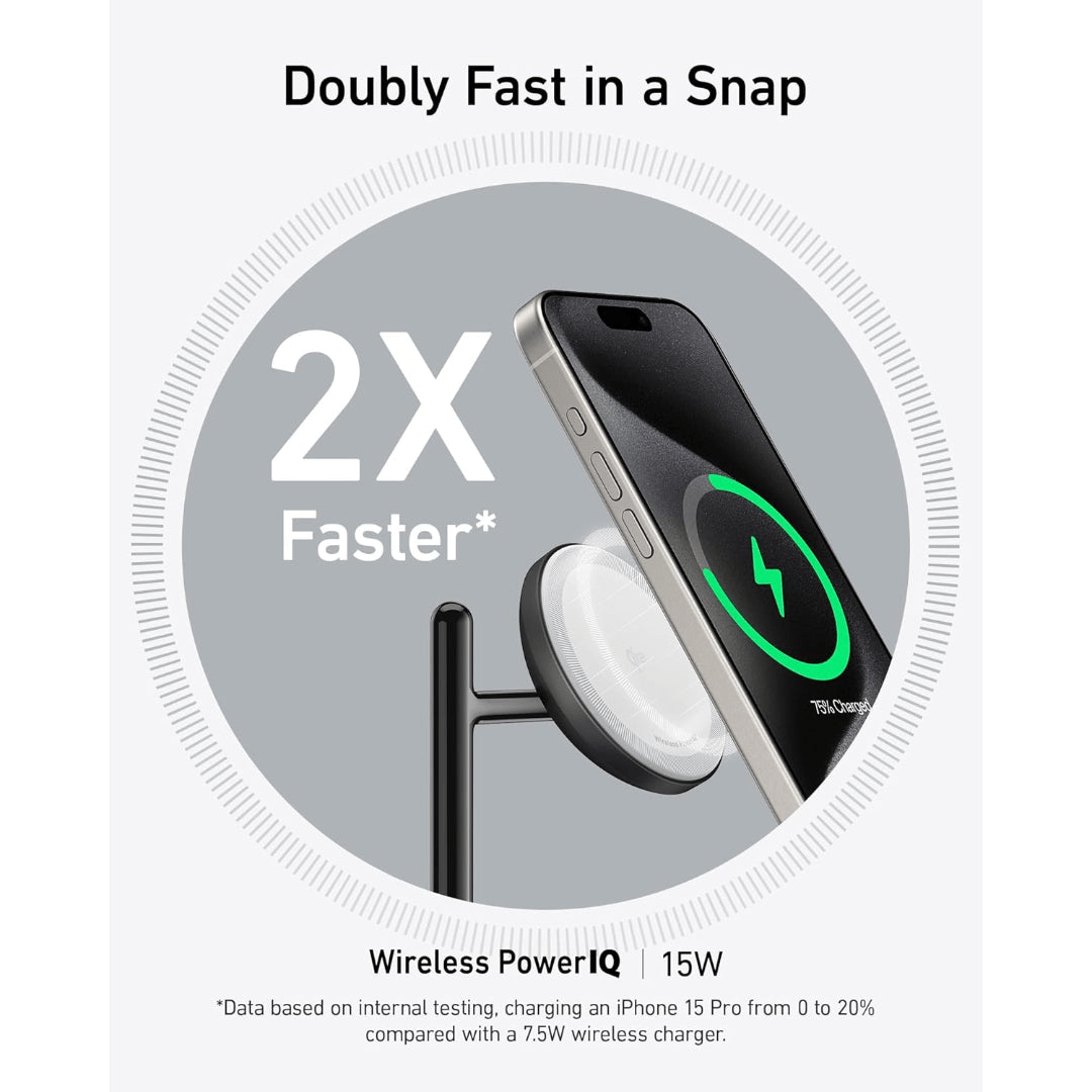 Anker MagGo Wireless Charging Station 15W3 in 1 Stand, Cable and Charger Bundle - Black - BATTERY CHARGERS - Beattys of Loughrea