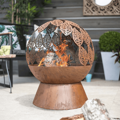 La Hacienda Leaves Globe Fire Pit Log Burner - FIREPIT, GARDEN HEATER - Beattys of Loughrea