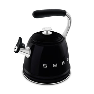 Smeg WKF01BL 50's Retro Style Whistling Kettle 2.3 Litre - Black - S/S STOVE TOP KETTLES - Beattys of Loughrea