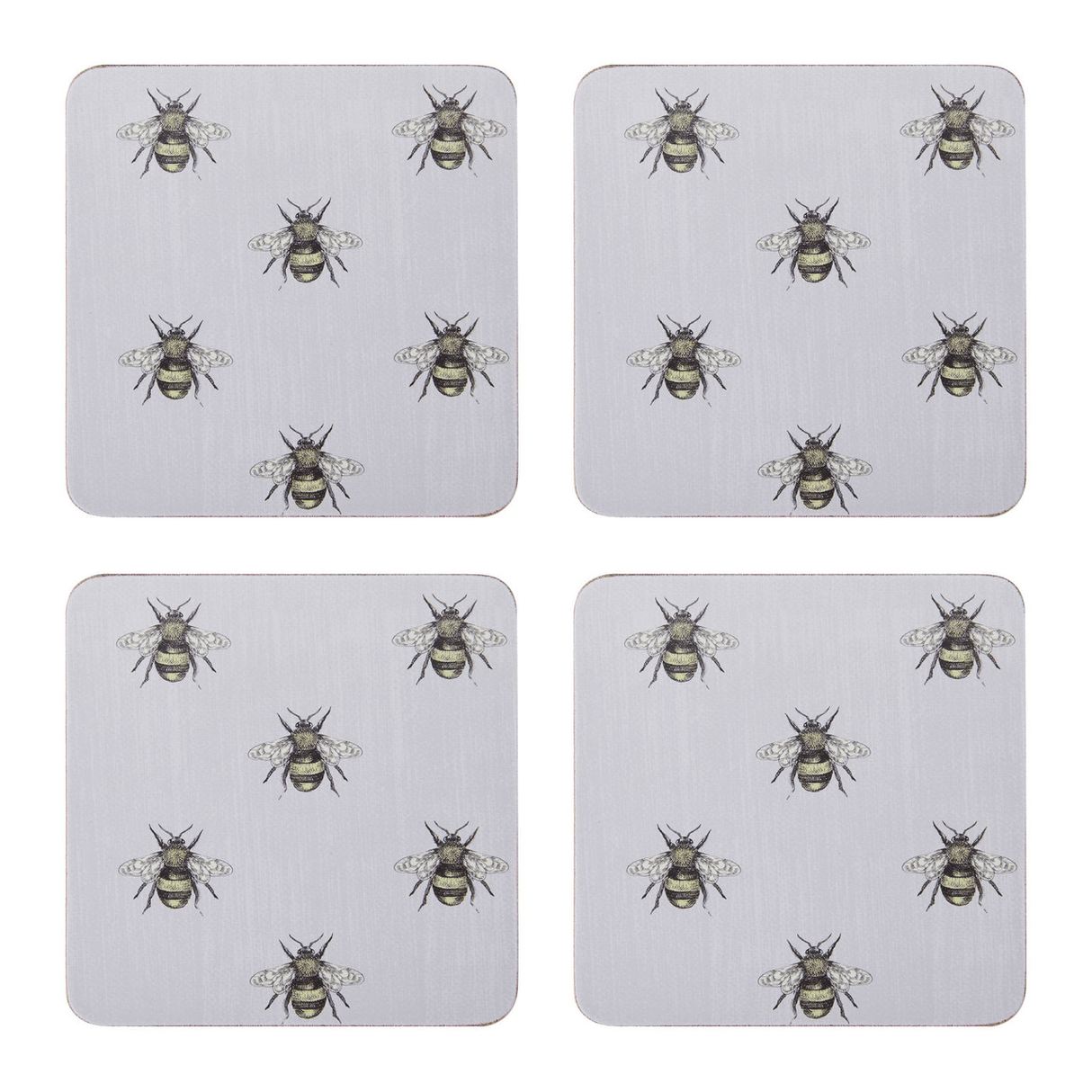 Creative Tops Bee Print Pack of 4 Premium Coasters - TABLEMATS/COASTERS - Beattys of Loughrea