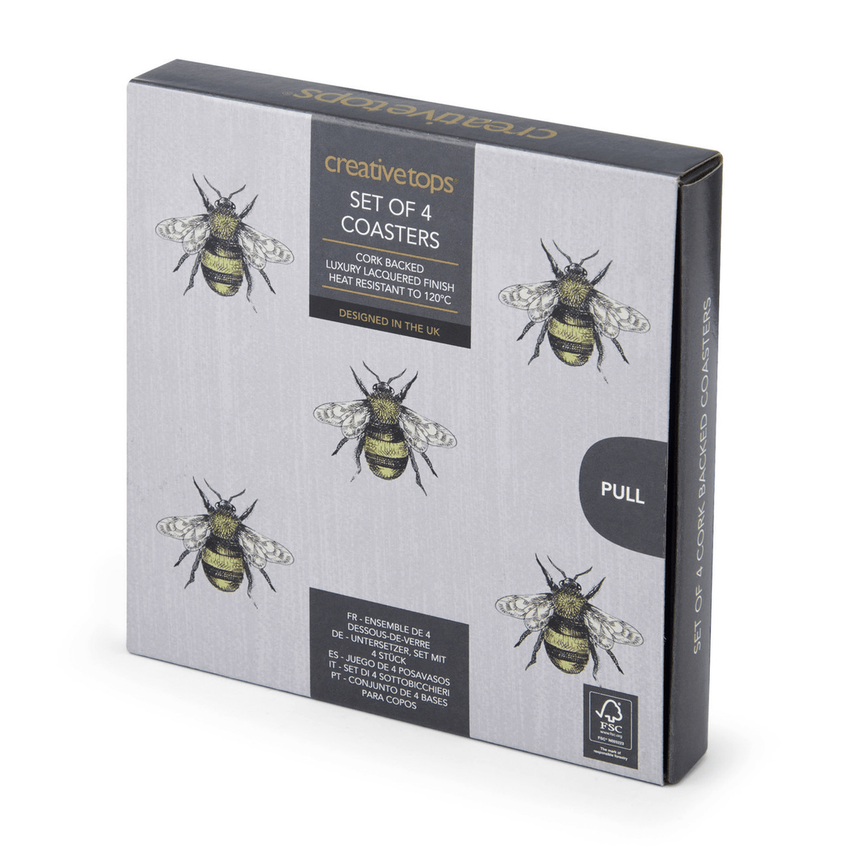Creative Tops Bee Print Pack of 4 Premium Coasters - TABLEMATS/COASTERS - Beattys of Loughrea