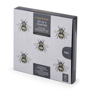 Creative Tops Bee Print Pack of 4 Premium Coasters - TABLEMATS/COASTERS - Beattys of Loughrea