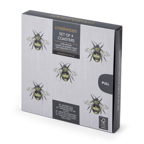 Creative Tops Bee Print Pack of 4 Premium Coasters - TABLEMATS/COASTERS - Beattys of Loughrea