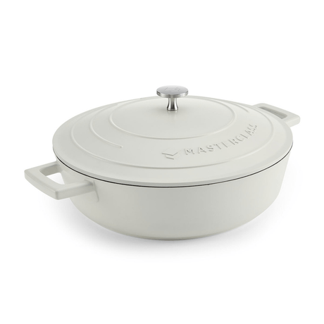 MasterClass Cast Aluminium Shallow Casserole Dish, 4L, Cream - CAST IRON KITCHENWARE - Beattys of Loughrea