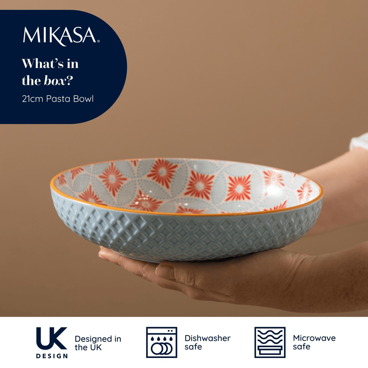 Mikasa Blue Mosaic Stoneware Bowl, 21cm - GENERAL LOOSE WARE - Beattys of Loughrea