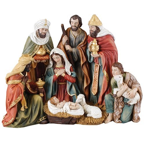 Nativity Set Resin Holy Family Kings Shepherd - 8 inch (89708) - XMAS CERAMIC WOOD RESIN GLASS ORNAMENTS - Beattys of Loughrea