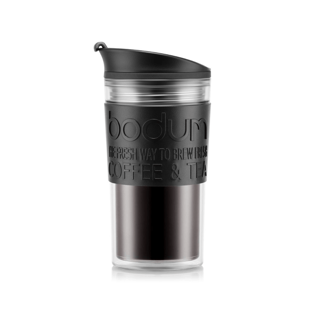 Bodum Clear Travel Mug 0.35 l, 12 oz. Black - FLASKS - Beattys of Loughrea