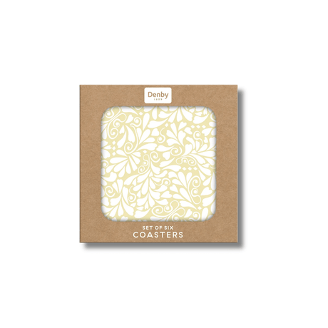 Denby Jasmine Gold Coasters Set of 6 - TABLEMATS/COASTERS - Beattys of Loughrea