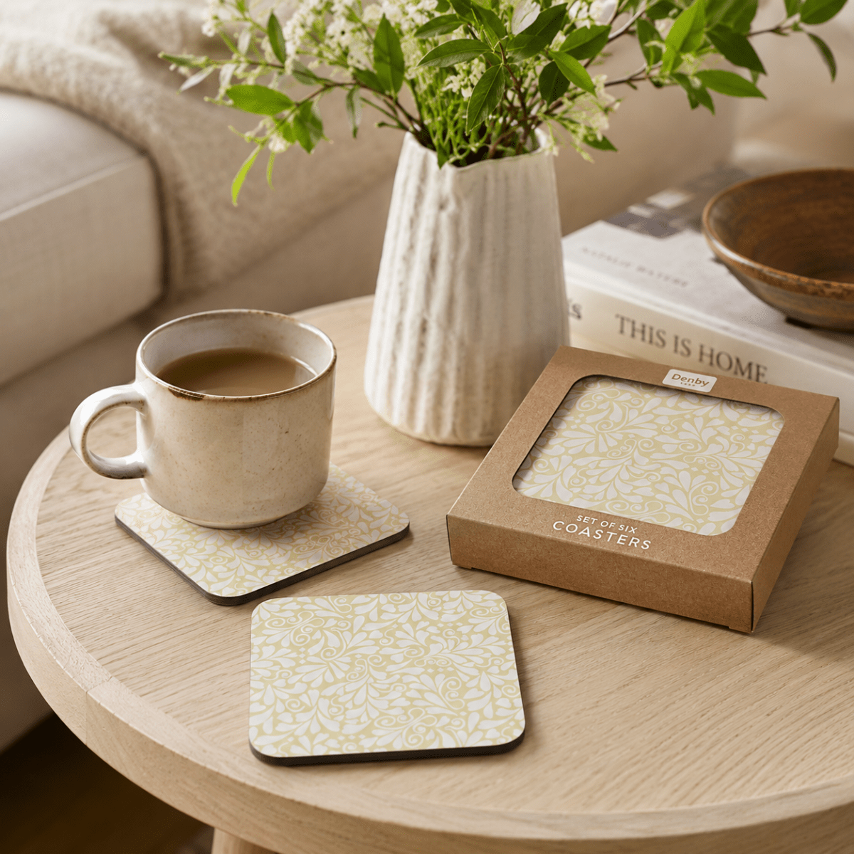 Denby Jasmine Gold Coasters Set of 6 - TABLEMATS/COASTERS - Beattys of Loughrea