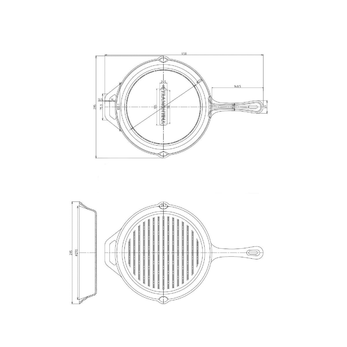 Tramontina 28cm Pre-Seasoned Cast Iron Griddle Pan