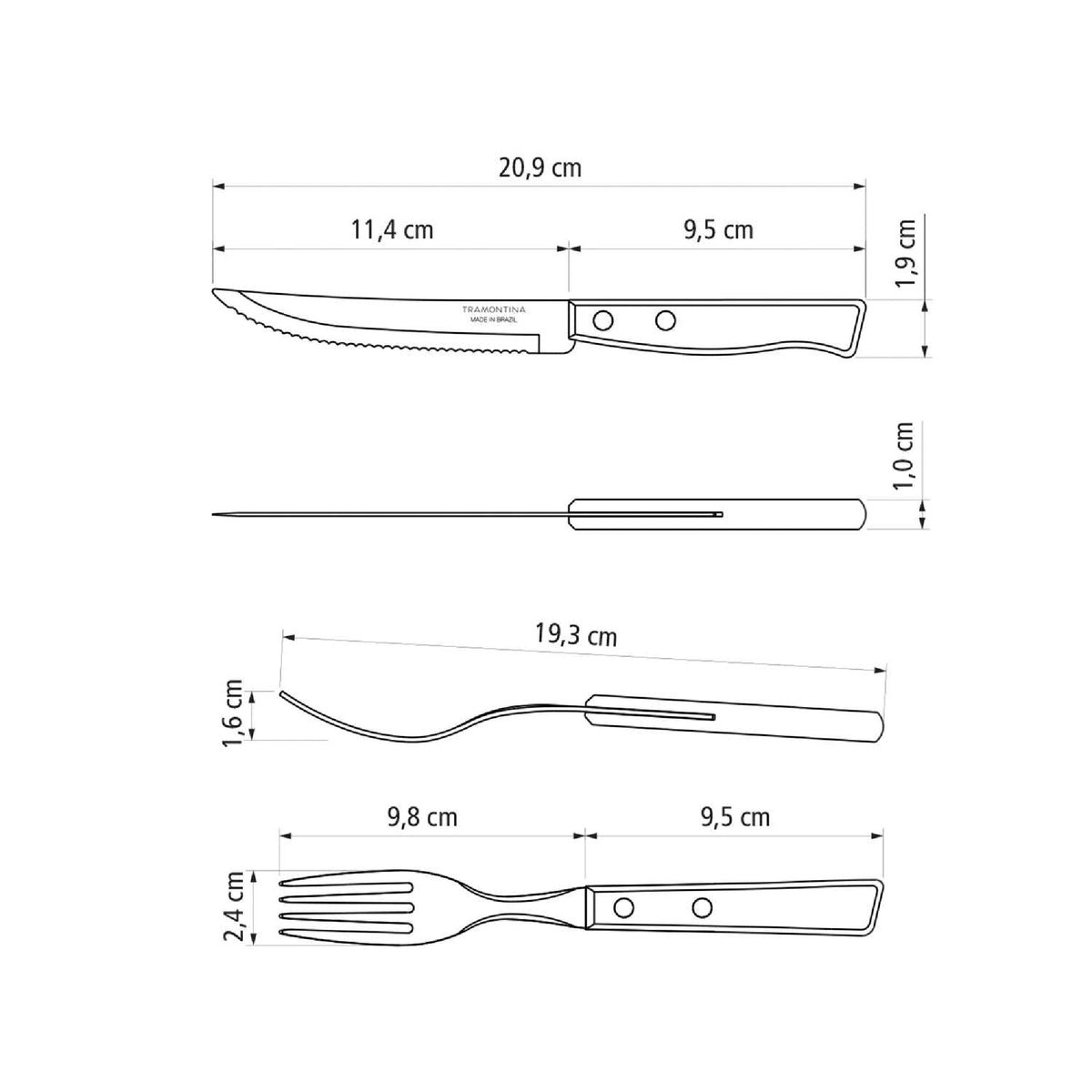 Tramontina Churrasco 12-Piece Steak Knife & Fork Set