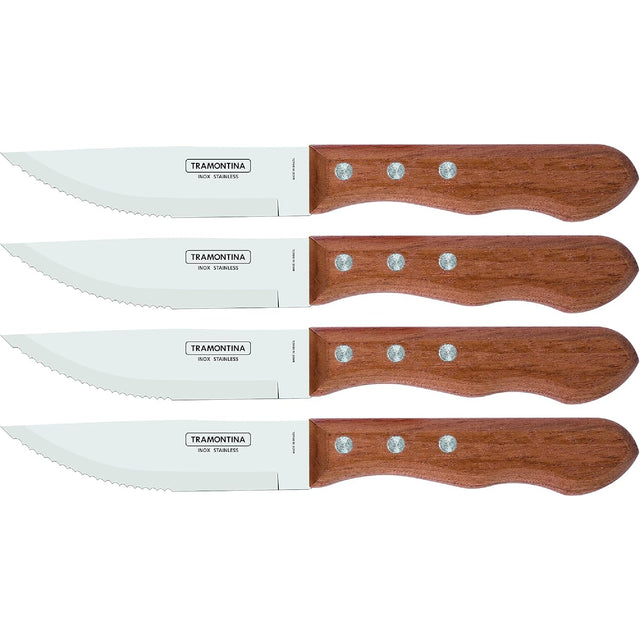 Tramontina 4-Piece Jumbo Steak Knife Set, Wooden Handles