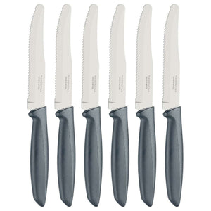 Tramontina 6-Piece Round Tip Serrated Knife Set, Grey