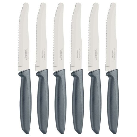 Tramontina 6-Piece Round Tip Serrated Knife Set, Grey - CUTLERY/KNIFE SET/BLOCK - Beattys of Loughrea