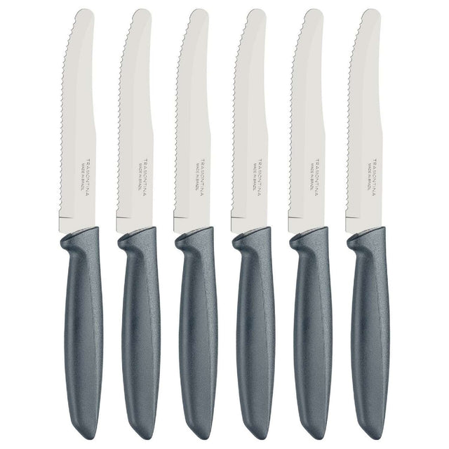Tramontina 6-Piece Round Tip Serrated Knife Set, Grey