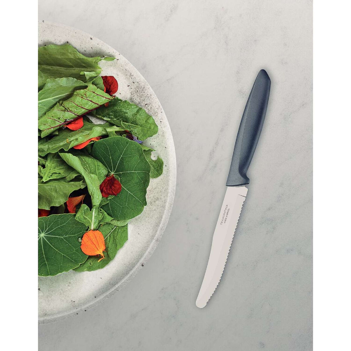 Tramontina 6-Piece Round Tip Serrated Knife Set, Grey