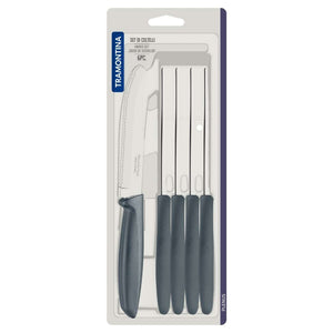 Tramontina 6-Piece Round Tip Serrated Knife Set, Grey