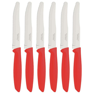 Tramontina 6-Piece Round Tip Serrated Knife Set, Red