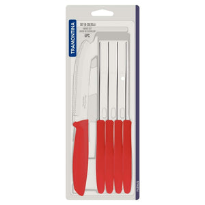 Tramontina 6-Piece Round Tip Serrated Knife Set, Red