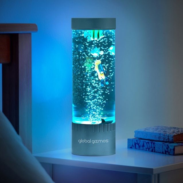 Global Gizmos 32cm Scuba Diver Bubble Lamp - Metallic Blue - NIGHT LIGHT PLUG IN - Beattys of Loughrea