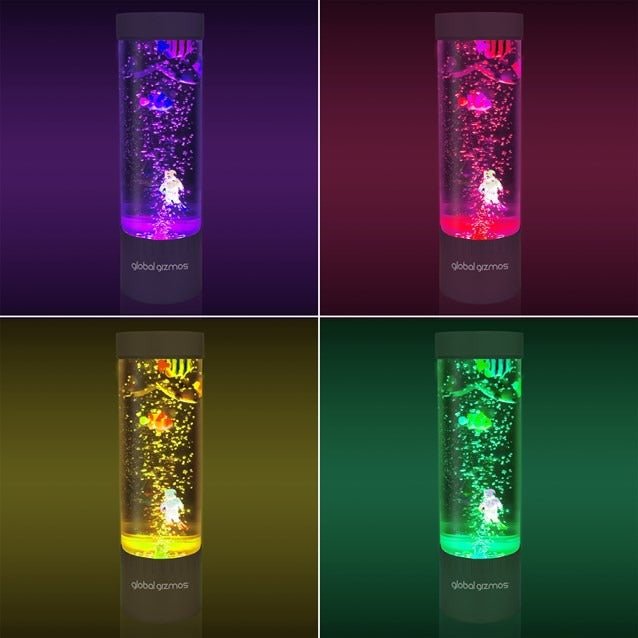 Global Gizmos 32cm Scuba Diver Bubble Lamp - Metallic Blue - NIGHT LIGHT PLUG IN - Beattys of Loughrea