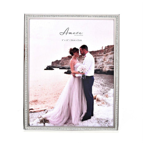 Amore Silver Sparkle Border Photo Frame - 8" x 10" - PHOTO FRAMES - PLATED, GILT, STONE - Beattys of Loughrea