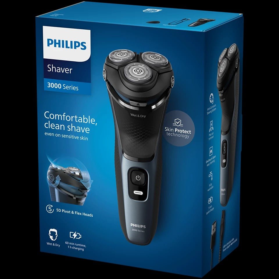 Philips Wet & Dry Electric Shaver Series 3000 with 5D Flex & Pivot Heads - RAZORS & NOSE TRIMMERS - Beattys of Loughrea