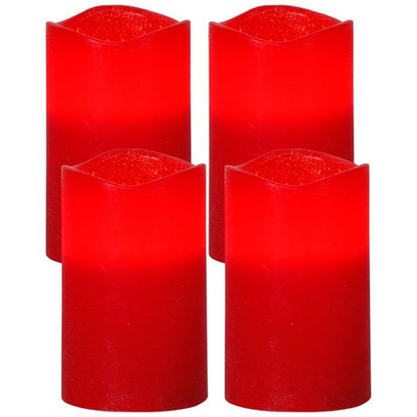 Eglo 4pc 12.5cm Red Led Pillar Candles - BATTERY LED CANDLES - Beattys of Loughrea