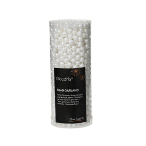 Decoris Bead Garland 10m Winter White - XMAS BAUBLES - Beattys of Loughrea