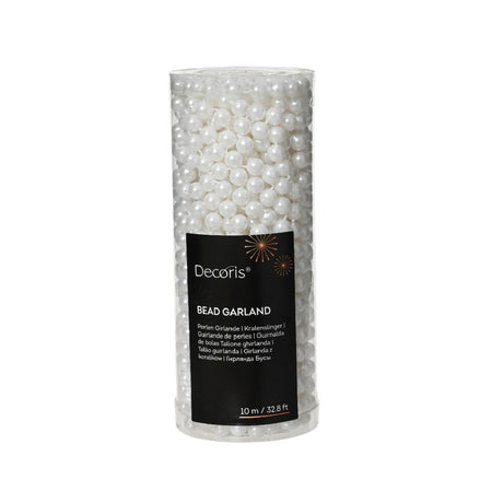 Decoris Bead Garland 10m Winter White - XMAS BAUBLES - Beattys of Loughrea