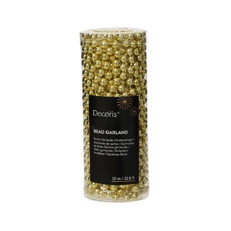 Decoris Bead Garland 10m Light Gold - XMAS BAUBLES - Beattys of Loughrea