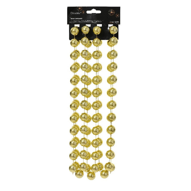 Decoris XXL Bead Garland 2.7m Shiny Light Gold - XMAS BAUBLES - Beattys of Loughrea
