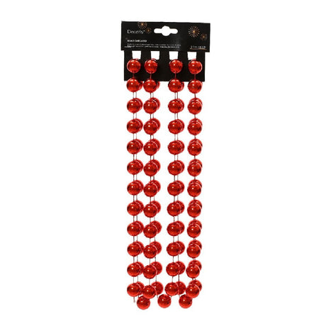Decoris XXL Bead Garland 2.7m Shiny Christmas Red - XMAS BAUBLES - Beattys of Loughrea
