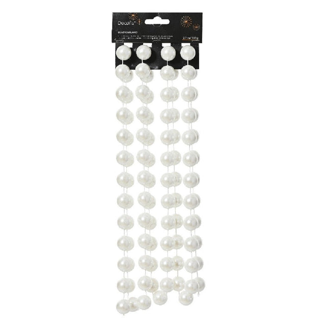 Decoris XXL Bead Garland 2.7m Shiny Winter White - XMAS BAUBLES - Beattys of Loughrea